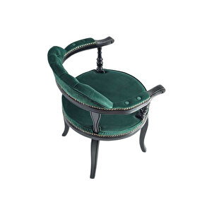 Majesta Kapitoneli Classic Ahşap Sandalye Siyah - Yeşil