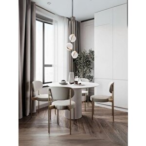 Vintage Yuvarlak Ahşap Bohem Masa 130x130 Beyaz