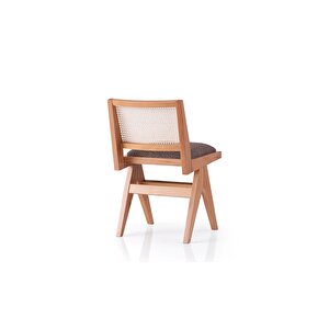 Miles İskandinav Natural Ahşap Bohem Masa Sandalye Takımı 100x100