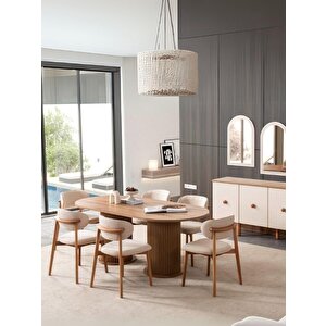 Heloise Bohem Natural Ahşap Masa Sandalye Takımı 90x180 Natural