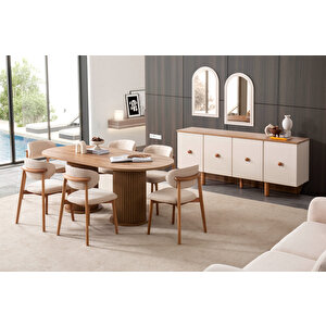 Heloise Bohem Natural Ahşap Masa Sandalye Takımı 90x180 Natural