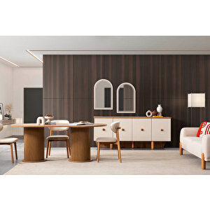 Heloise Bohem Natural Ahşap Masa Sandalye Takımı 90x180 Natural
