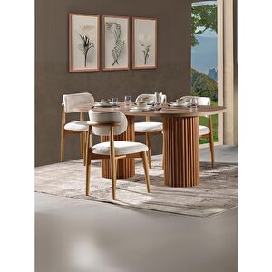 Heloise Bohem Natural Ahşap Masa Sandalye Takımı 90x180 Ceviz