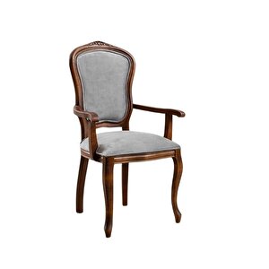 Victoria Kolçaklı Ahşap Oymalı Country Sandalye Ceviz