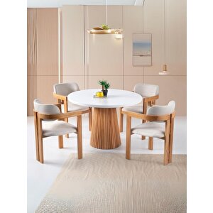Norac İskandinav Natural Ahşap Masa Sandalye Takımı 100x100 Natural