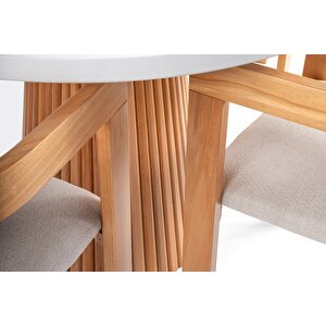 Norac İskandinav Natural Ahşap Masa Sandalye Takımı 100x100