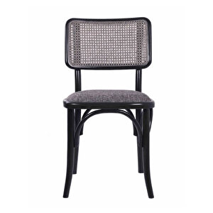 Sofa Hazeranlı Ahşap İskandinav Sandalye Siyah-Gri