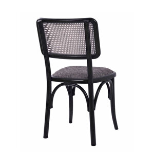 Sofa Hazeranlı Ahşap İskandinav Sandalye Siyah-Gri