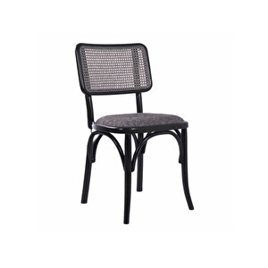 Sofa Hazeranlı Ahşap İskandinav Sandalye Siyah-Gri