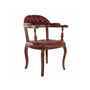 Majesta Kapitoneli Classic Sandalye Ceviz-Bordo