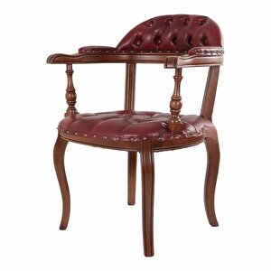 Majesta Kapitoneli Classic Sandalye Ceviz-Bordo