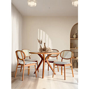 Berlin Natural Ahşap Masa Sandalye Takımı 100x100 Natural