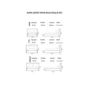 Suma Serisi Tek Kişilik Single Yatak-baza-başlık Ortapedik Roll Pack Sünger Yatak Ahşapsız Tasarım