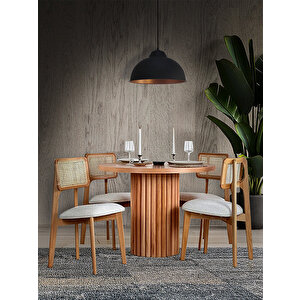 Aspendos İskandinav Natural Ahşap Masa Sandalye Takımı 90x90 Natural