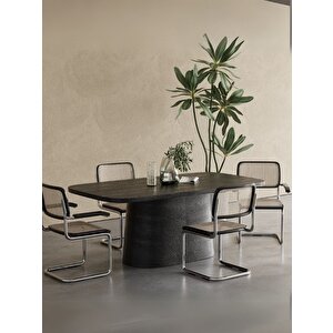 Barocco İtalyan Still Oval Ahşap Yemek Masası 100x180 Siyah