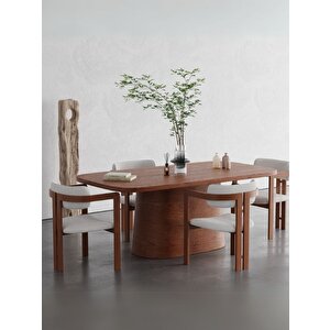 Barocco İtalyan Still Oval Ahşap Yemek Masası 100x180 Açık Ceviz