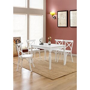 Antik Açılır Yemek Masası 80x120 Beyaz