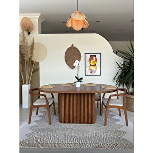 Terra Oval Ceviz Ahşap Bohem Masa 80x160 Ceviz