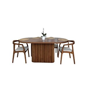 Terra Oval Ceviz Ahşap Bohem Masa 80x160 Ceviz