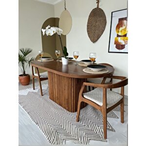 Terra Oval Ceviz Ahşap Bohem Masa 80x160 Ceviz