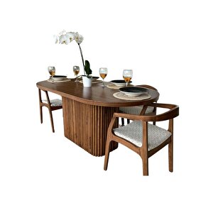 Terra Oval Ceviz Ahşap Bohem Masa 80x160