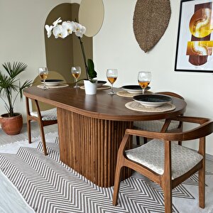 Terra Oval Ceviz Ahşap Bohem Masa 80x160