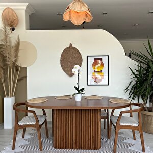 Terra Oval Ceviz Ahşap Bohem Masa 80x160