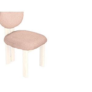 Coco İskandinav Teddy Natural Ahşap Bohem Sandalye Beyaz-Krem