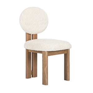 Coco İskandinav Teddy Natural Ahşap Bohem Sandalye Kayın-Beyaz