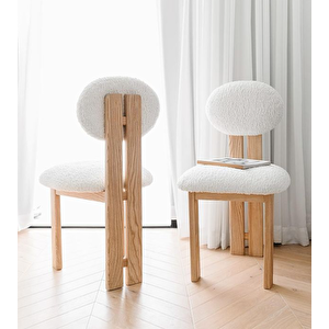 Coco İskandinav Teddy Natural Ahşap Bohem Sandalye