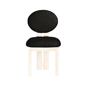 Coco İskandinav Teddy Natural Ahşap Bohem Sandalye Beyaz - Antrasit
