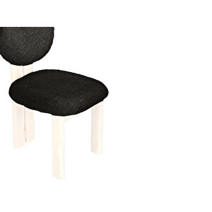 Coco İskandinav Teddy Natural Ahşap Bohem Sandalye Beyaz - Antrasit