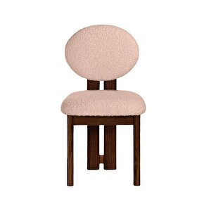 Coco İskandinav Teddy Natural Ahşap Bohem Sandalye Ceviz-Krem