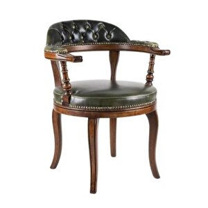 Majesta Classic Ahşap Sandalye Ceviz-Yeşil