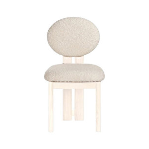 Coco İskandinav Teddy Natural Ahşap Bohem Sandalye Beyaz - Beyaz