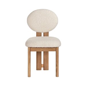 Coco İskandinav Teddy Natural Ahşap Bohem Sandalye Kayın-Krem