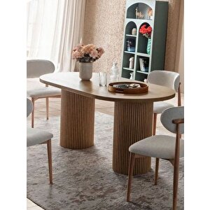 Zenith İskandinav Oval Natural Ahşap Bohem Masa 90x190 Natural