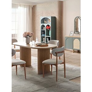 Zenith İskandinav Oval Natural Ahşap Bohem Masa 90x190 Natural