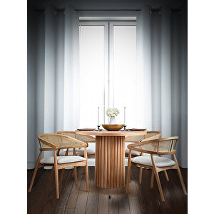 Perge İskandinav Natural Ahşap Masa Sandalye Takımı 90x90 Natural