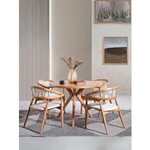 Oslo Natural Ahşap Masa Sandalye Takımı 100x100 Natural