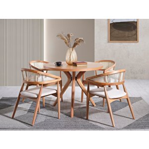 Oslo Natural Ahşap Masa Sandalye Takımı 100x100 Natural