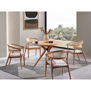 Oslo Natural Ahşap Masa Sandalye Takımı 100x100 Natural