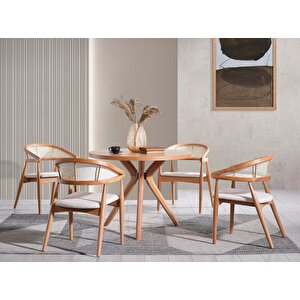 Oslo Natural Ahşap Masa Sandalye Takımı 100x100
