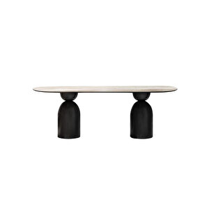 İmperial İtalyan Still Oval Ahşap Yemek Masası 80x180 Traverten