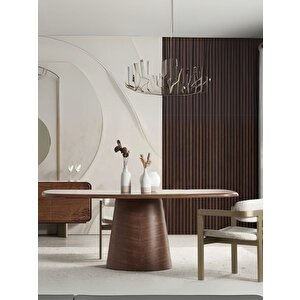 Castella İtalyan Still Oval Ahşap Yemek Masası 100x180 Ceviz