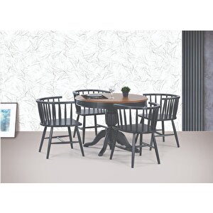 Montclair Baba Ayak Sabit Masa 110x110 Antrasit Ceviz