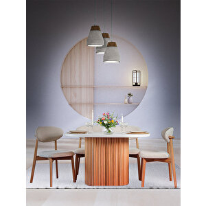 Marsilya İskandinav Natural Ahşap Masa Sandalye Takımı 90x130 Natural