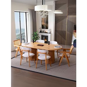 Stella İskandinav Natural Ahşap Masa Sandalye Takımı 90x200 Natural