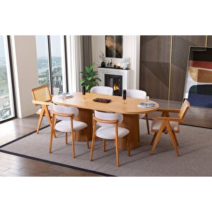 Stella İskandinav Natural Ahşap Masa Sandalye Takımı 90x200 Natural