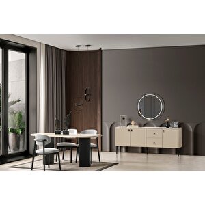 Zeno Oval Ahşap Bohem Yemek Masası 90x200
